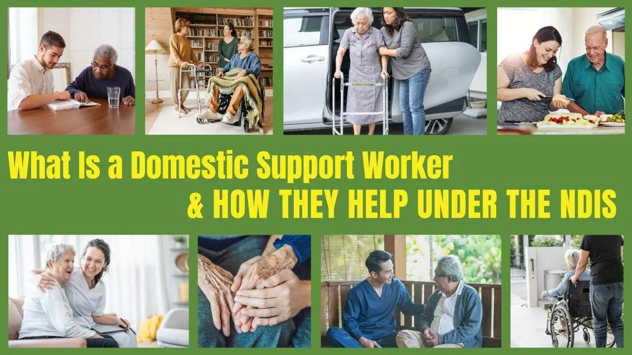 Domestic support worker helping an NDIS participant with household tasks