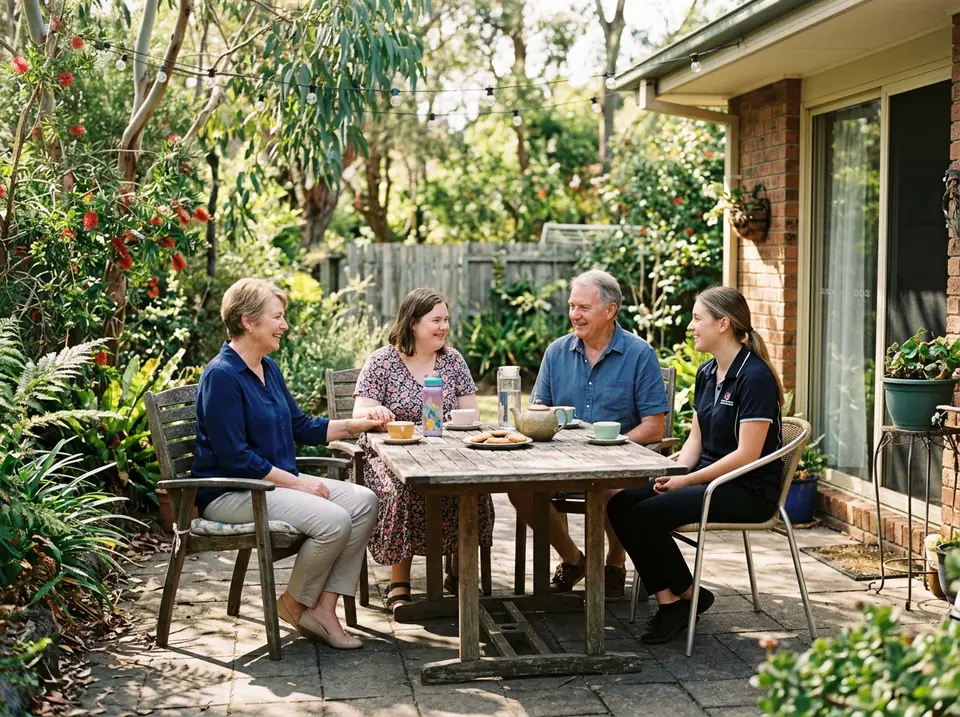 Parents visiting their adult daughter at her supported living home
