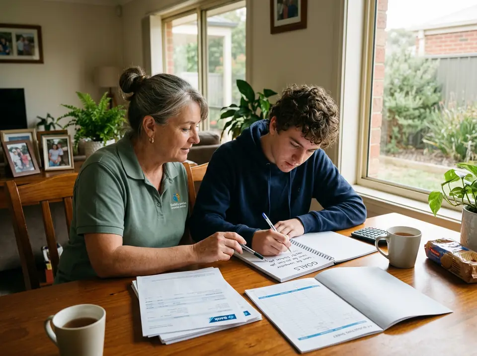 A participant setting personal and budgeting goals with a support worker