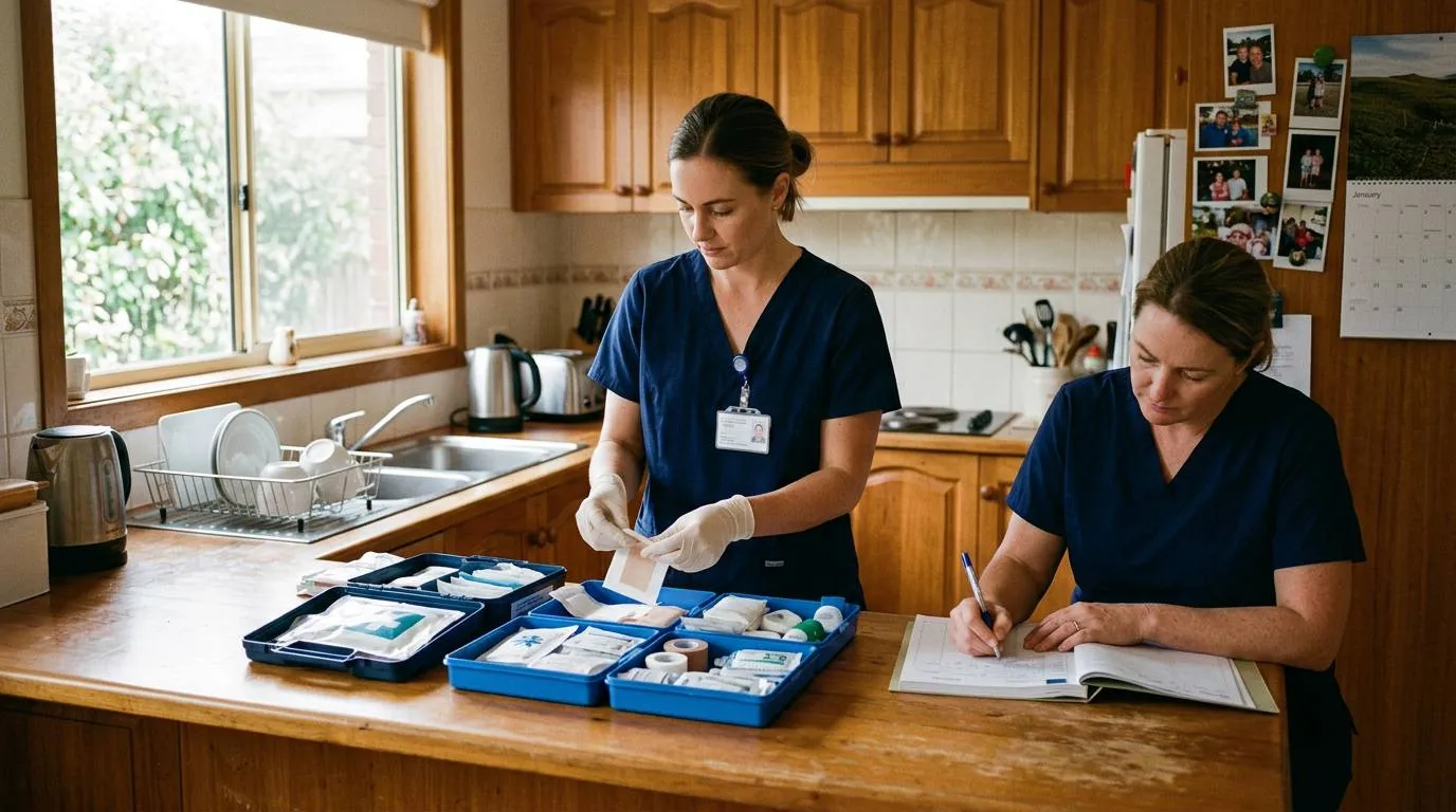 A registered nurse providing clinical care in a participant's home